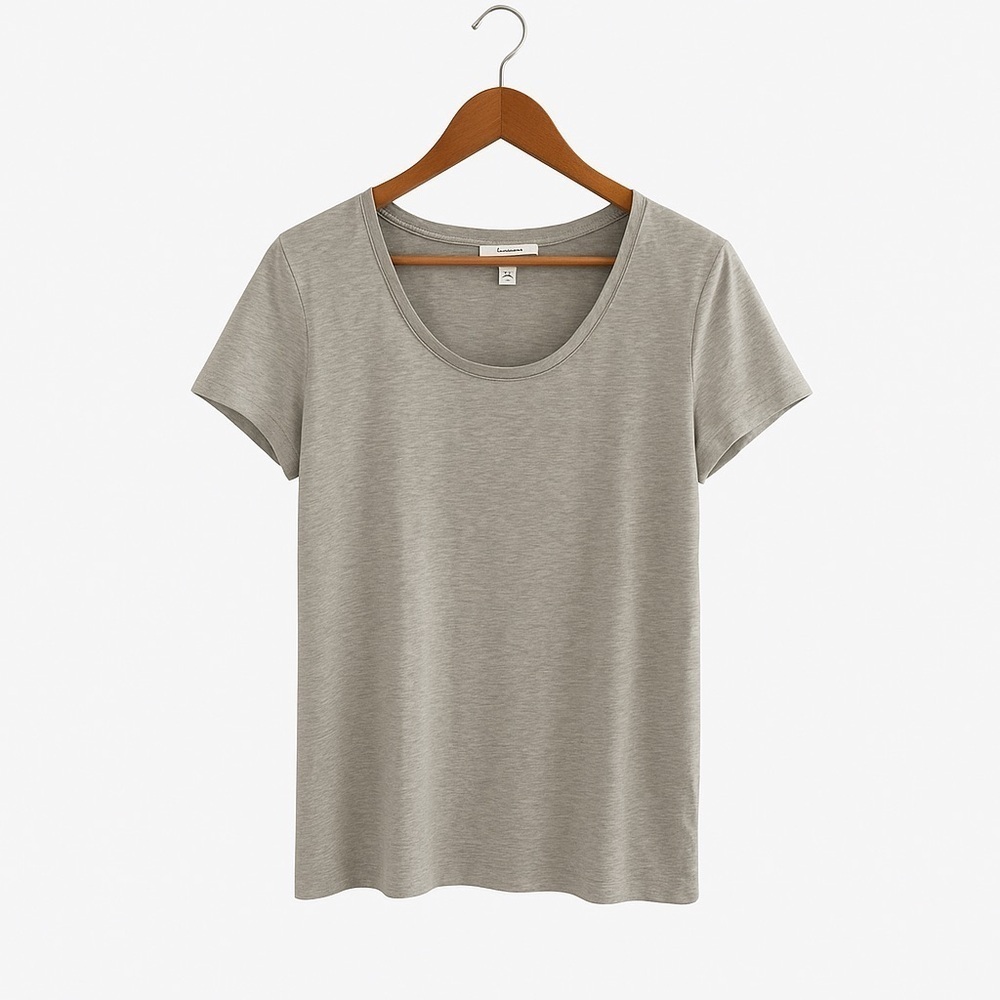 Daily Ritual Supima Cotton Gray Scoop Neck Tee Shirt  Size XL Elevated Basic